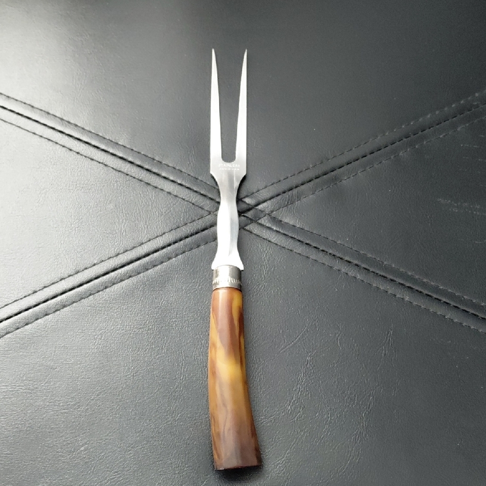 Vintage Grooming Fork with Silver and Brown Handle